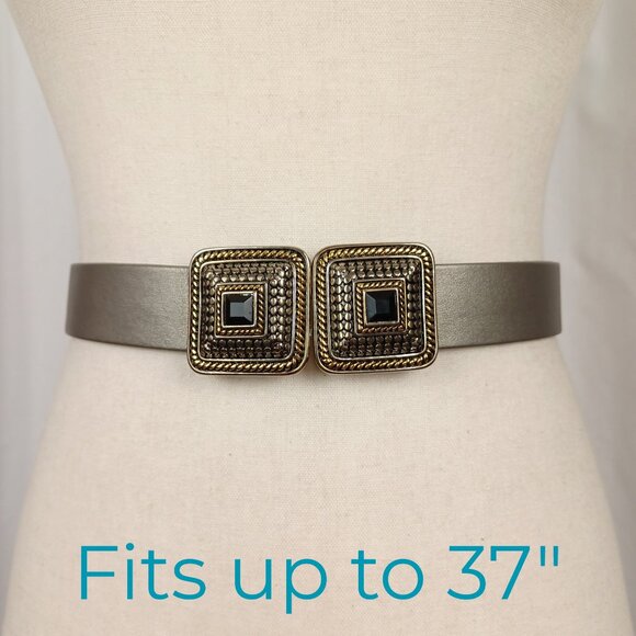 Vintage 80s Douglas Paquette Mixed Metal Buckle + Belt